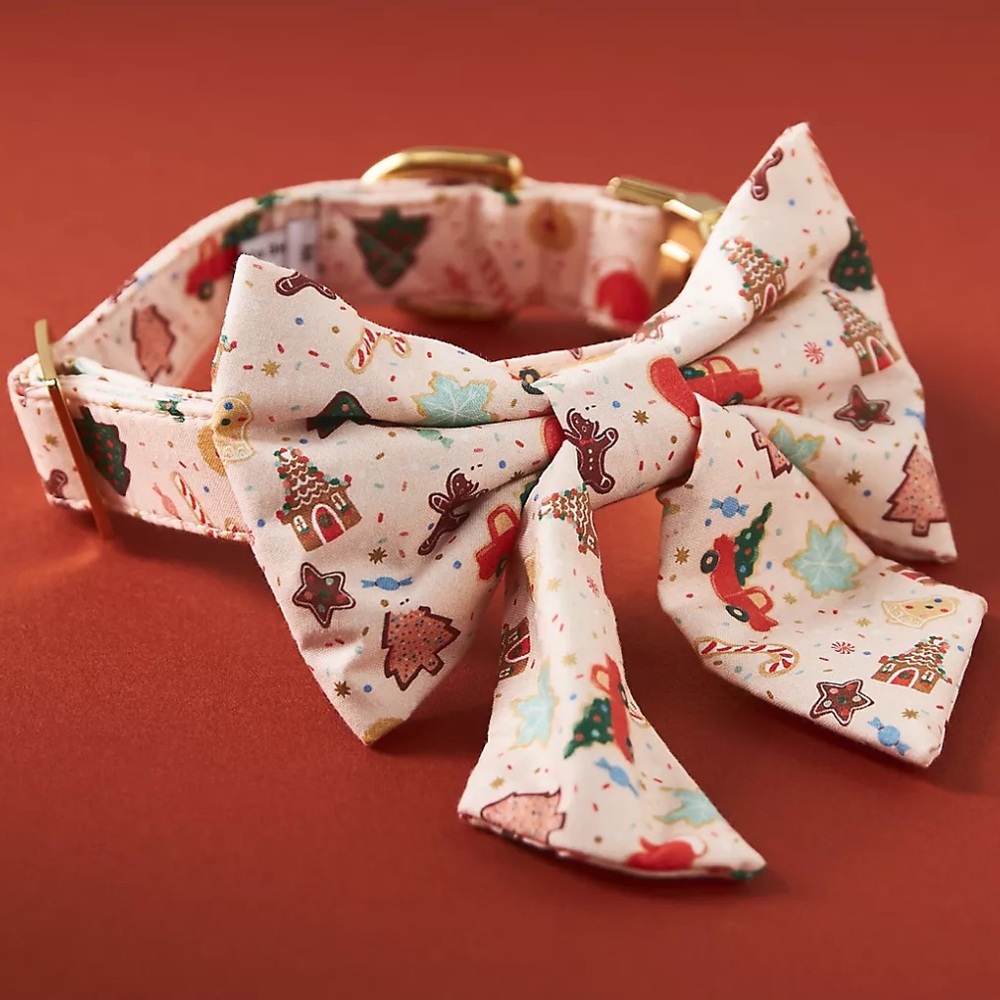 NWT S RIFLE PAPER CO. X THE FOGGY DOG LADY BOW DOG COLLAR